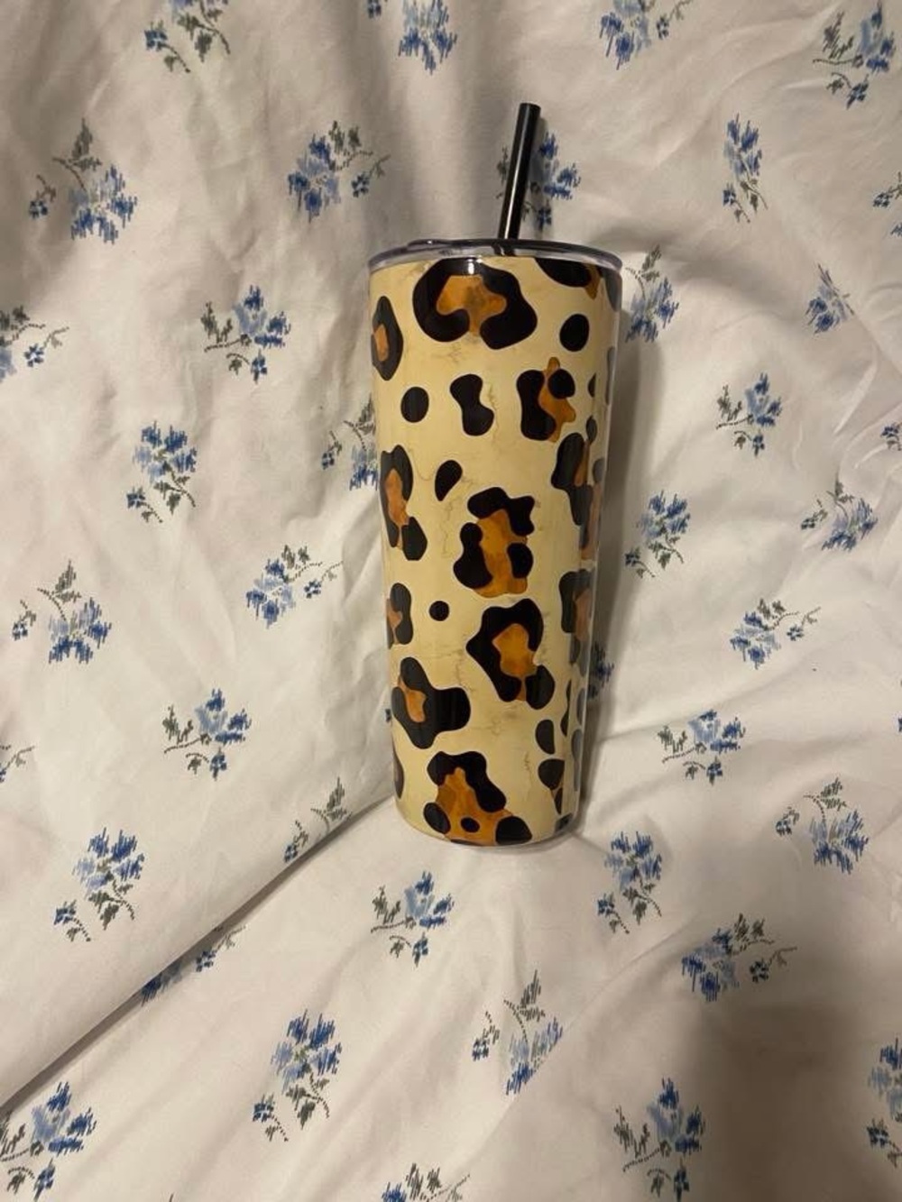 Leopard Print Stainless Steel Tumbler - Beige
